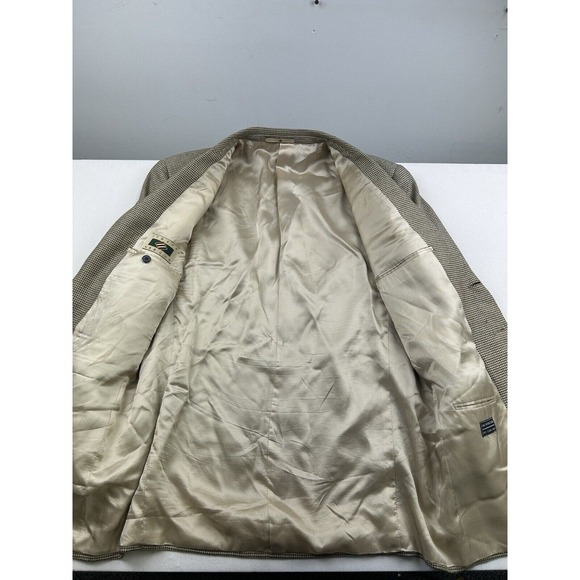 Joseph Abboud Sport Jacket Blazer Mens 42R Wool Silk Houndstooth Gold Black - Picture 10 of 16